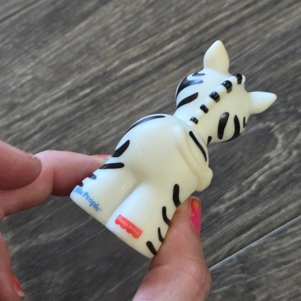 Fisher-Price Little People Zebra Figure White Black Plastic Vintage Collectible